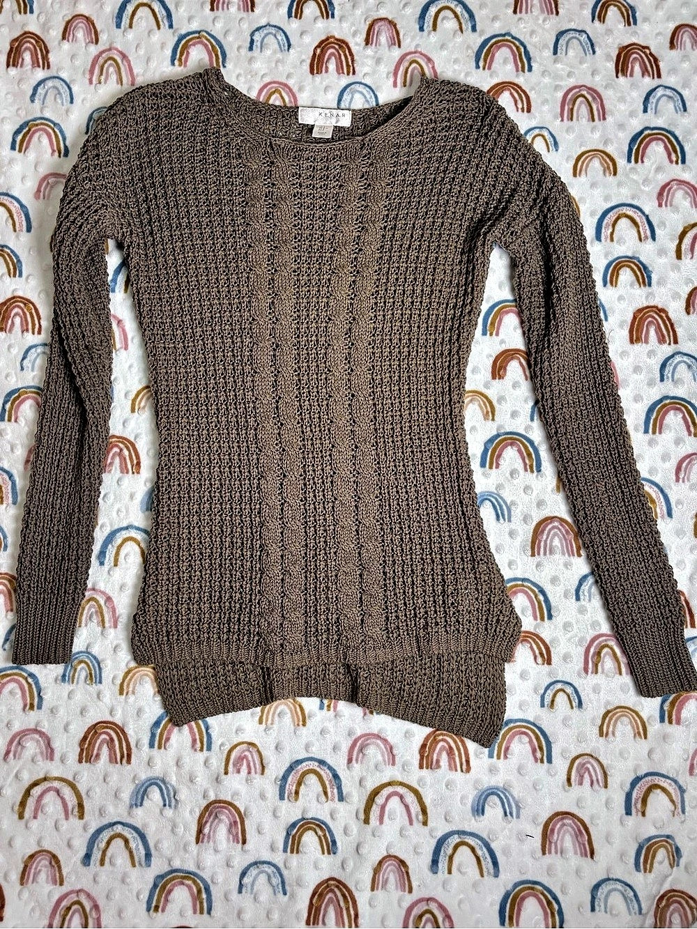 Kenar Textured Knit Sweater in Brown Size Medium Like New